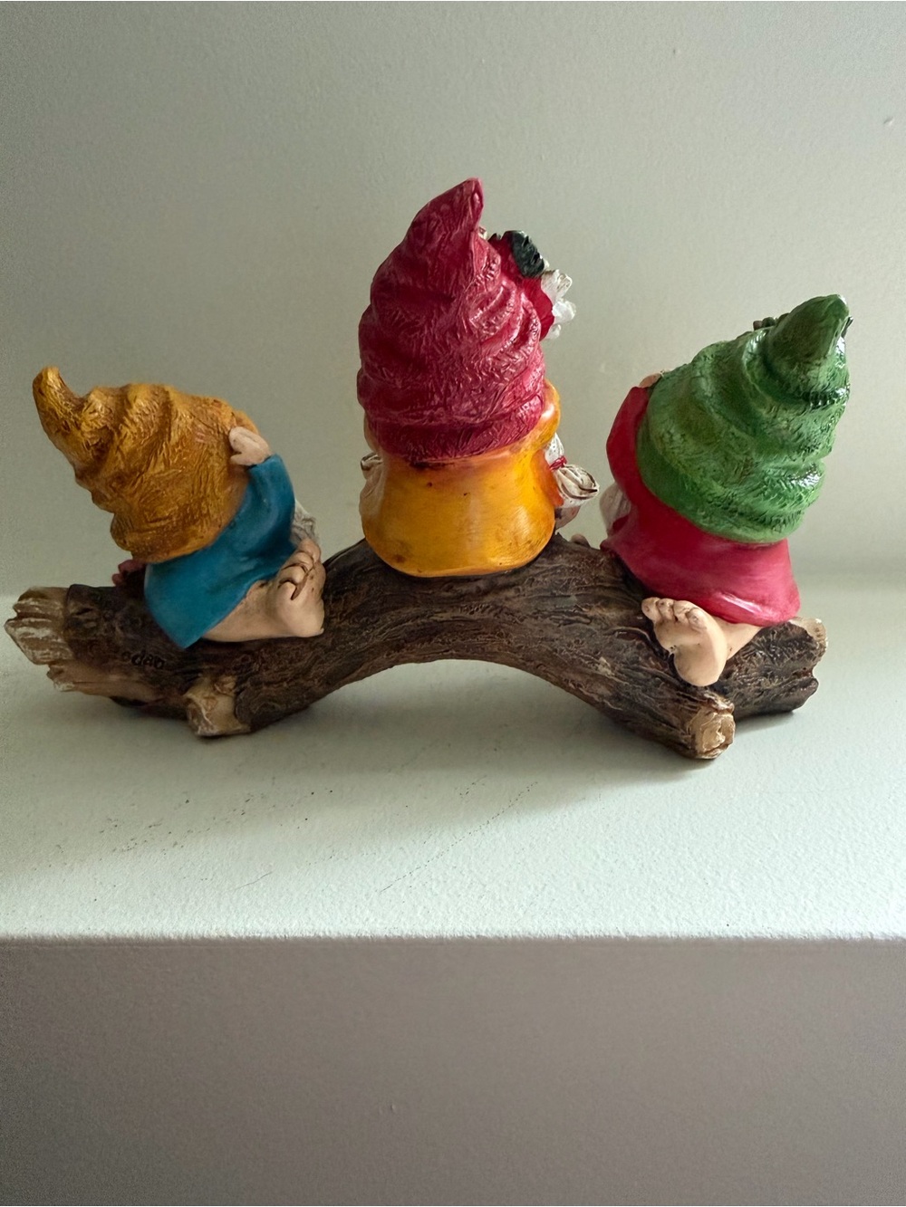 Hodao Spring Gnomes on Log Figurine See Hear Speak No Evil Garden Decor - Picture 2 of 2